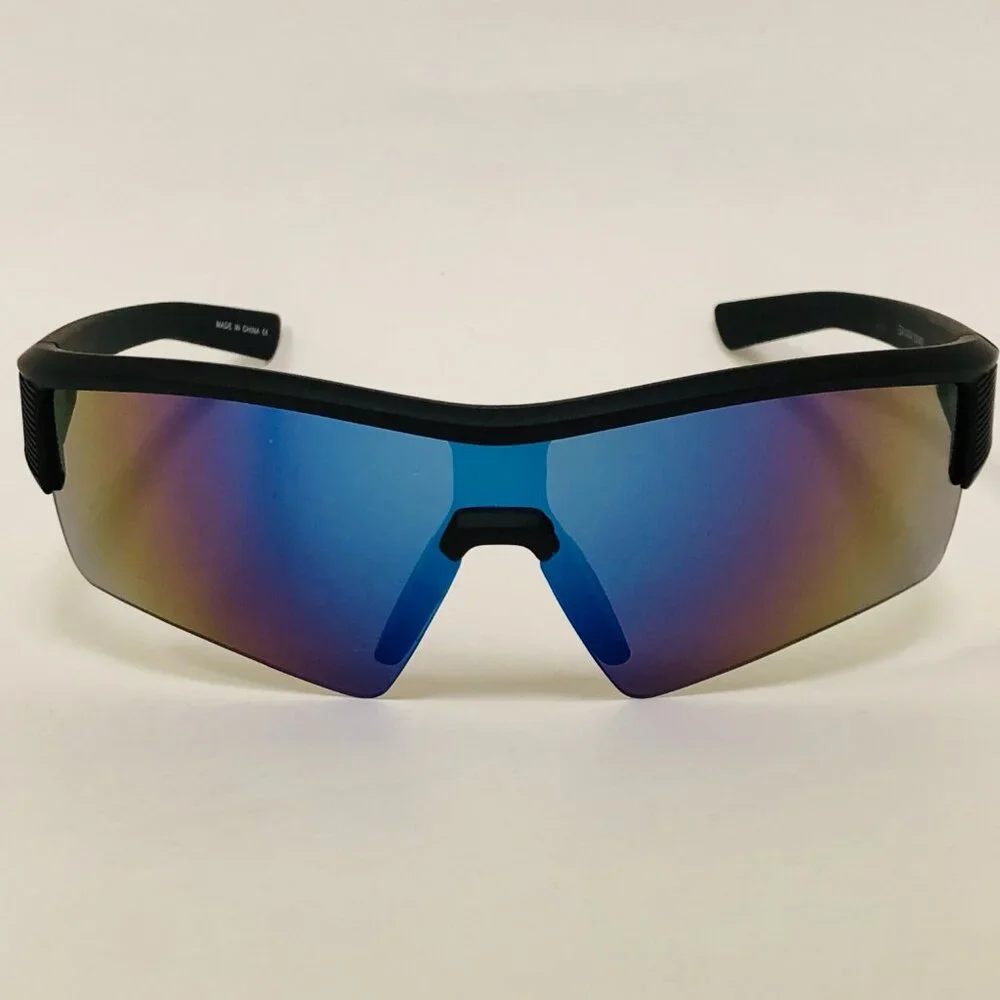 Men Sunglasses Blue Mirror Lens Wrap Around Driving‎ Running Rimless Lentes New